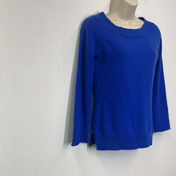 Ralph Lauren - Bright Bold Blue 100 Percent Cashmere Frayed Hemlines Sweater Sm - Picture 3 of 10